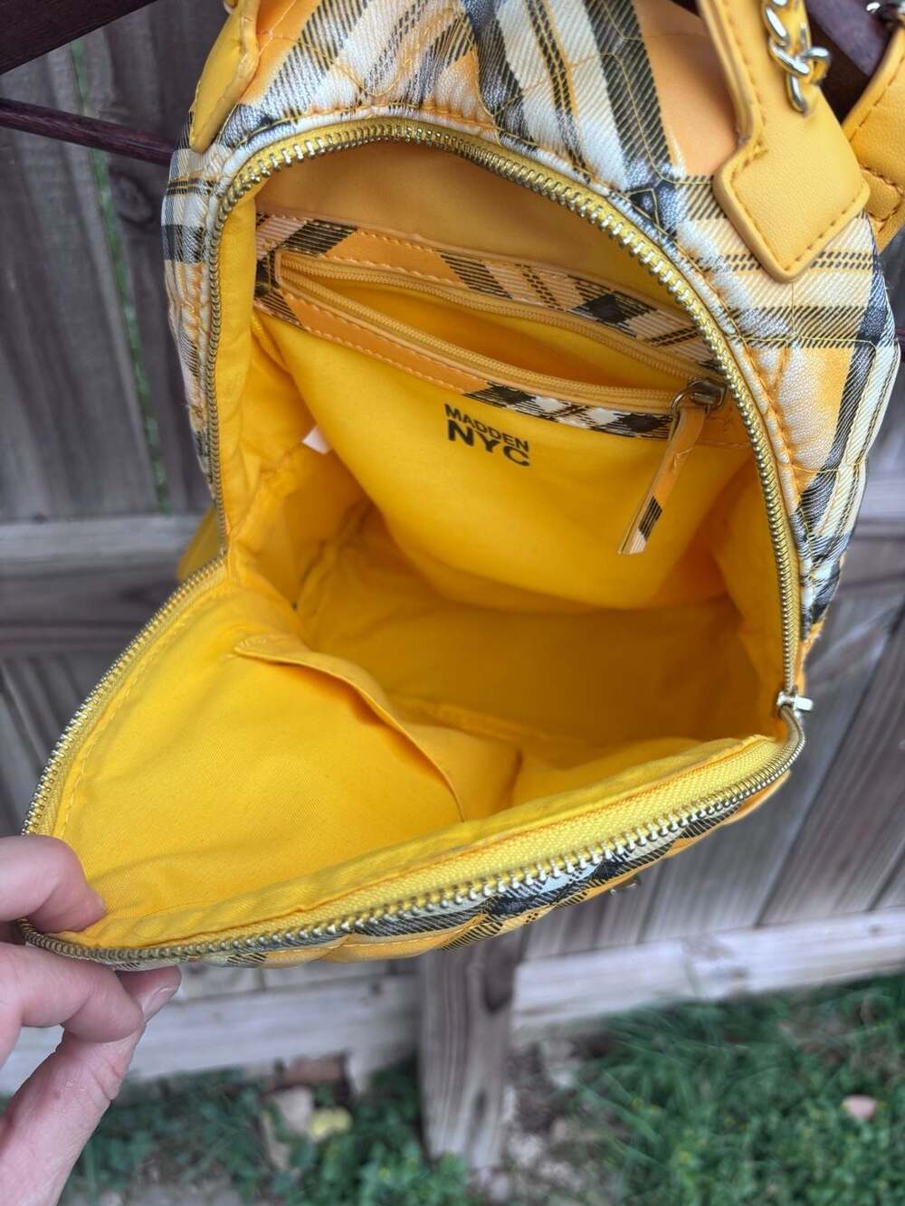 Yellow Plaid Women’s Backpack - Hidden NYC - Picture 11 of 16